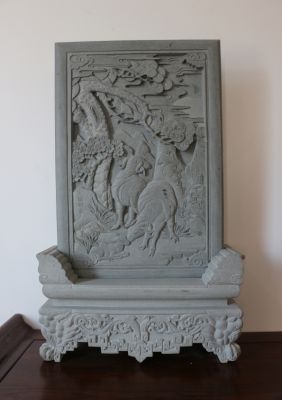 三陽(yáng)開泰青石屏風(fēng)